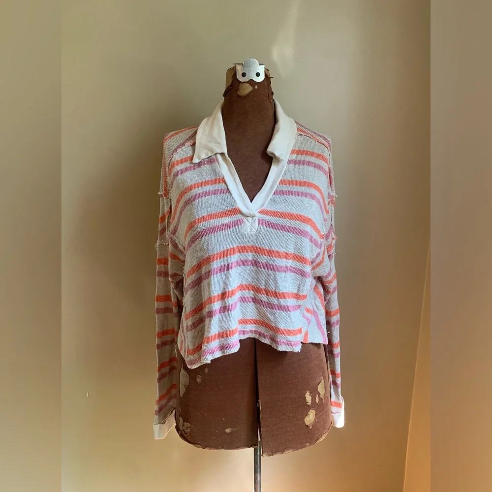 By Together Collection large long sleeve top cropped shirt bell sleeve blouse